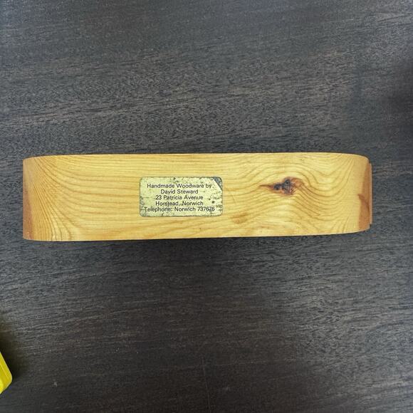 MCM Wooden Whale Letter Napkin Holder Solid Wood Handmade Carved in England VTG - Picture 13 of 14